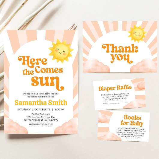 Here Comes the Sun Baby Shower Invitation 招待状