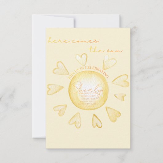 Here Comes The Sun Baby Shower Invite  招待状 (正面)