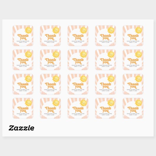 Here Comes the Sun Baby Shower Square Sticker スクエアシール (シート)
