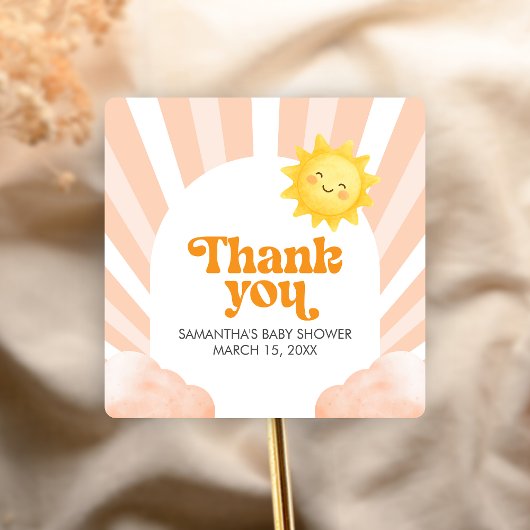 Here Comes the Sun Baby Shower Square Sticker スクエアシール