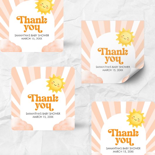 Here Comes the Sun Baby Shower Square Sticker スクエアシール