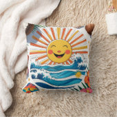 Here Comes the Sun – Boho Beach Vibes Throw Pillow クッション (ブランケット)