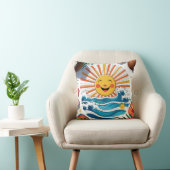 Here Comes the Sun – Boho Beach Vibes Throw Pillow クッション (椅子)