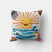 Here Comes the Sun – Boho Beach Vibes Throw Pillow クッション (裏面)