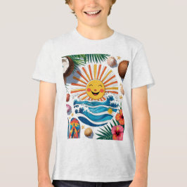 Here Comes the Sun – Boho Summer Vibes Kids  トライブレンドＴシャツ