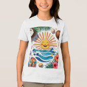 Here Comes the Sun – Boho Summer Vibes Kids  トライブレンドＴシャツ (正面)