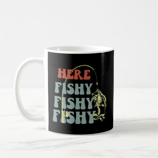 Here Fishy魚釣りシャツバスフィッシュ コーヒーマグカップ (左)