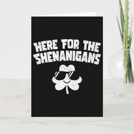 Here For Shenanigans Funny St Patricks Day Men Wom カード (正面)
