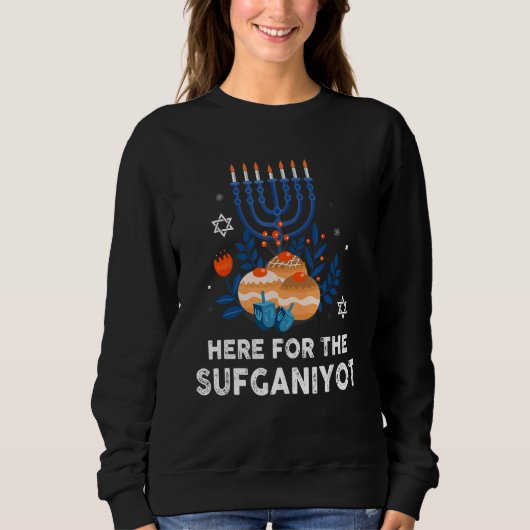 Here For Sufganiyot Hanukkah Chanukah Pajama PJs スウェットシャツ (正面)