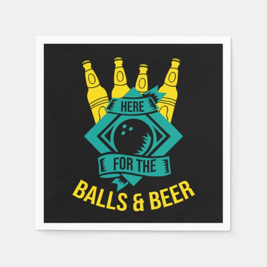 Here For The Balls And Beer Bowling Sport Gift スタンダードカクテルナプキン (正面)