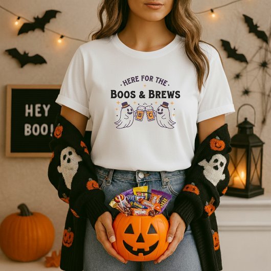 Here for the Boos &Brews Halloween Tee; Ghost Beer Tシャツ