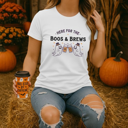 Here for the Boos &Brews Halloween Tee; Ghost Beer Tシャツ