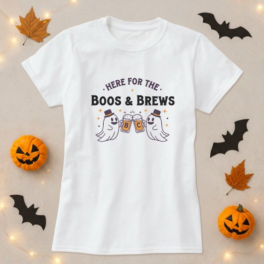 Here for the Boos &Brews Halloween Tee; Ghost Beer Tシャツ
