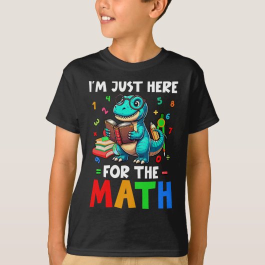 Here For The Math Cute T-rex Counting Number Math  Tシャツ (正面)