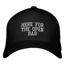 「Here For The Open Bar」面白い結婚式の写真 刺繍入りキャップ
