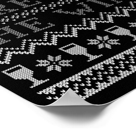 Here For The Wine Ugly Christmas Sweater Funny Chr ポスター (角)