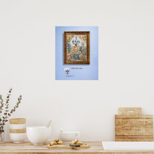 Here for You – Framed Floral Robot Poster ポスター (キッチン)