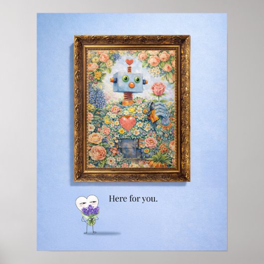 Here for You – Framed Floral Robot Poster ポスター (正面)