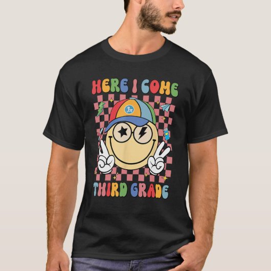 Here I 来3年生Groovy笑顔顔チェック Tシャツ (正面)