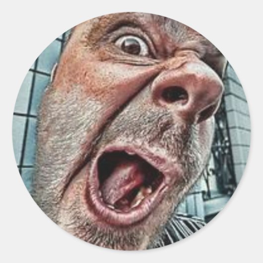 「Here is Lookin You」おっちょこちょいの顔 ラウンドシール (正面)