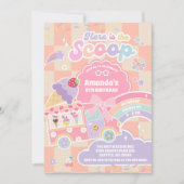 Here is The Scoop Ice Cream Groovy Daisy Birthday 招待状 (正面)