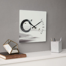 Here & Now / Zen Circle Ensoコイブラシ絵画ズ スクエア壁時計