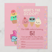 Here’s the Scoop Ice Cream Birthday Invite 招待状 (正面/裏面)