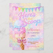 Here’s the Scoop Pastel Rainbow Glitter Birthday 招待状 (正面/裏面)