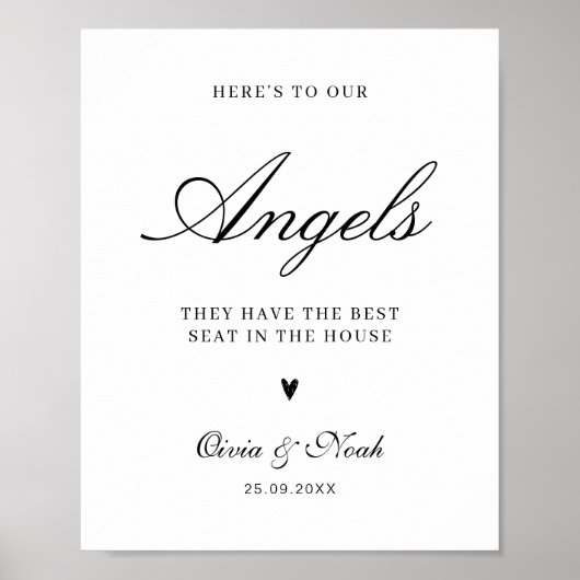 Here’s To Our Angels Minimalist Wedding Memorial ポスター (正面)