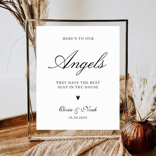 Here’s To Our Angels Minimalist Wedding Memorial ポスター