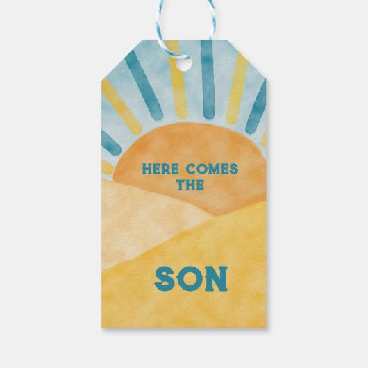 Here Son 来 Blue Rays Sunshine Baby Shower ギフトタグ (裏面)