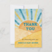 Here Son 来 Blue Rays Sunshine Baby Shower サンキューカード (正面)