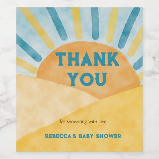 Here Son 来 Blue Rays Sunshine Baby Shower ワインラベル (シングルラベル)