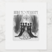 Here to Purrrty – Cat Bridal Party Bachelorette ワインラベル (シングルラベル)