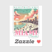 Here We 来 Miami Florida -ヴィンテージマイアミビーチ シール (シート)