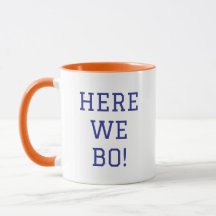 Here We Bo! フットボールファンマグカップ 青とオレンジ