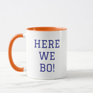 Here We Bo! フットボールファンマグカップ 青とオレンジ マグカップ
