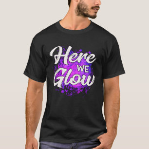 Here We Glow 80s 90sカラー(ばちゃばちゃ)跳ねるレトロパーティー Tシャツ