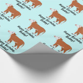 Herefordの子牛のハッピーバースデー ラッピングペーパー (角)