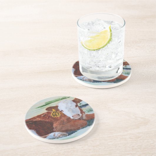 Herefordの子牛 コースター (側面)