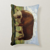 Herefordの雄牛のヴィンテージのイラストレーション アクセントクッション (正面(垂直))