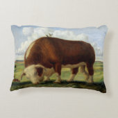 Herefordの雄牛のヴィンテージのイラストレーション アクセントクッション (裏面)