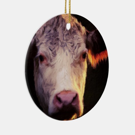 Hereford牛オーナメントの絵画 セラミックオーナメント (右)