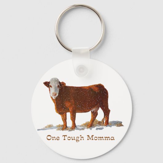 Hereford Cow: One Toughママ：母の日 キーホルダー (正面)