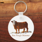Hereford Cow: One Toughママ：母の日 キーホルダー (正面)