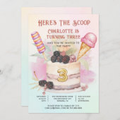 Here's The Scoop 3rd Birthday Ice Cream Party 招待状 (正面/裏面)