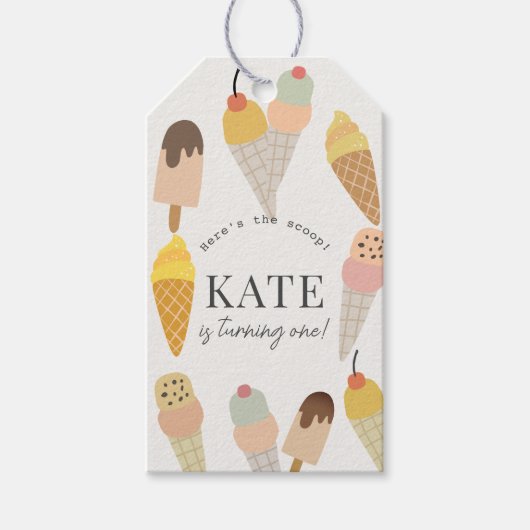 Here's the Scoop Colorful Ice Cream 1st Birthday ギフトタグ (正面)