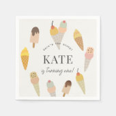 Here's the Scoop Colorful Ice Cream 1st Birthday スタンダードカクテルナプキン (正面)