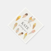 Here's the Scoop Colorful Ice Cream 1st Birthday スタンダードカクテルナプキン (角)