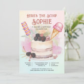 Here's The Scoop Colorful Kid's Ice Cream Birthday 招待状 (スタンド正面)